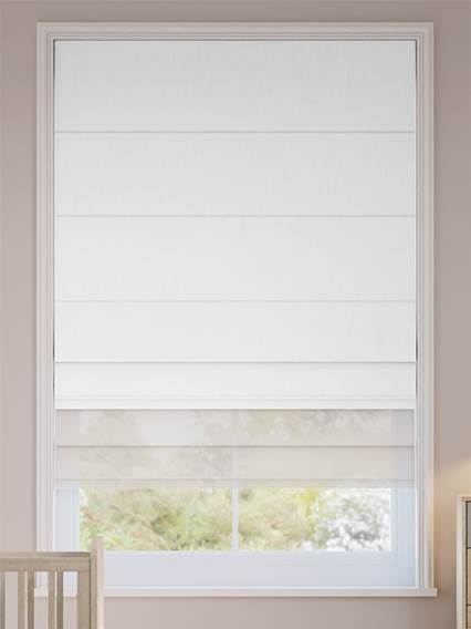 Electric Bijou Linen White & Coconut Double Roman Blind thumbnail image